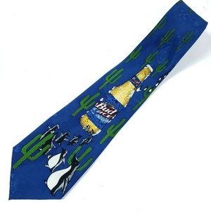 Vintage Budweiser Penguin Cactus 59" Blue Tie